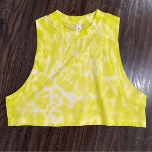 lululemon athletica Neon Yellow & White Tie-Dye Cropped Tank